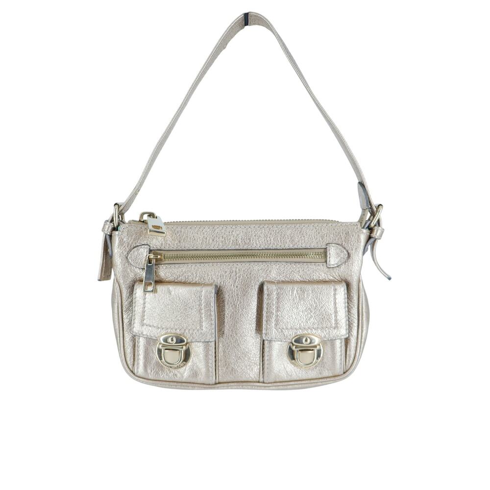Marc Jacobs Leather Mini Shoulder Bag Metallic Gold Y2K Suede Interior